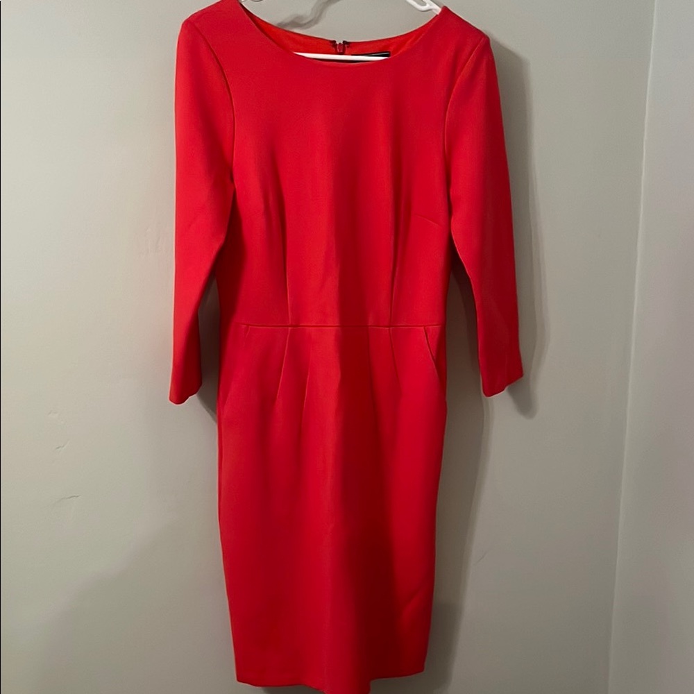 Lands' End Coral Sheath Dress with Boatneck Neckline